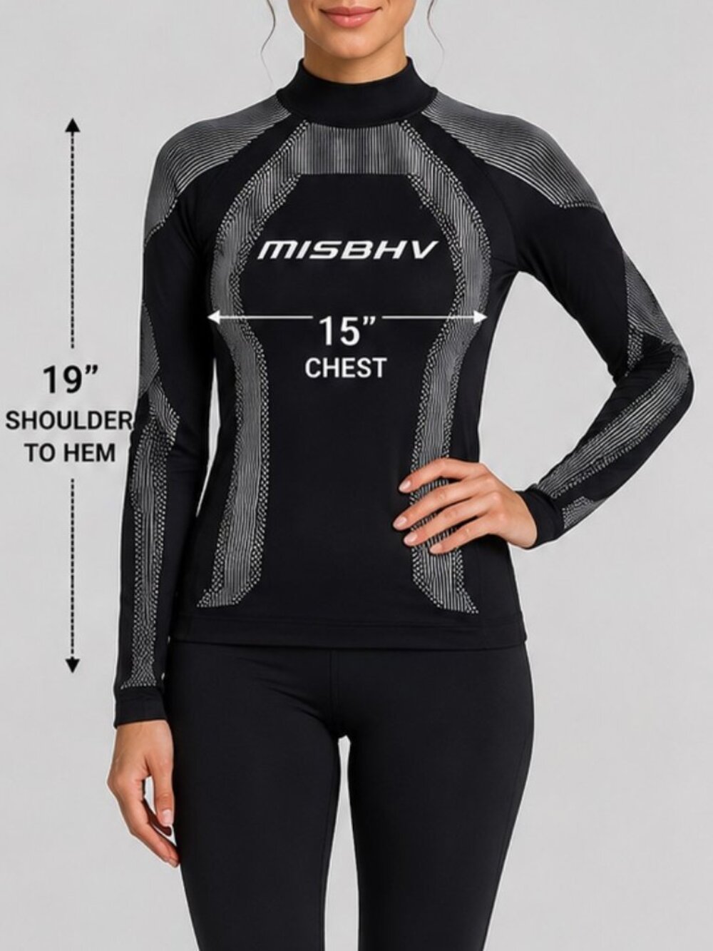 MISBHV Long Sleeved Top Jacquard Knit Mock Neck  NO SIZE Unisex